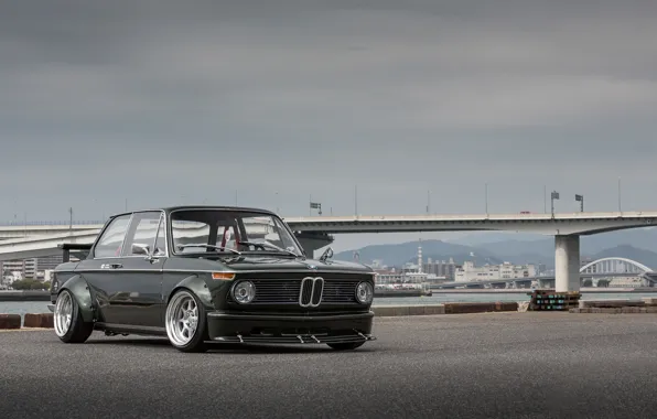 Auto, Bridge, The city, River, Retro, BMW, Machine, Boomer