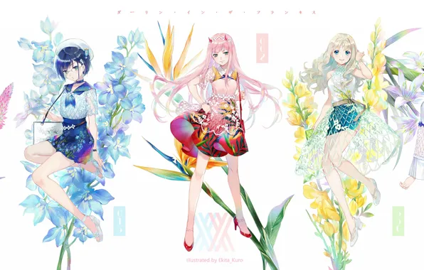 Flowers, Girls, Art, Characters, Darling In The Frankxx, Cute in France
