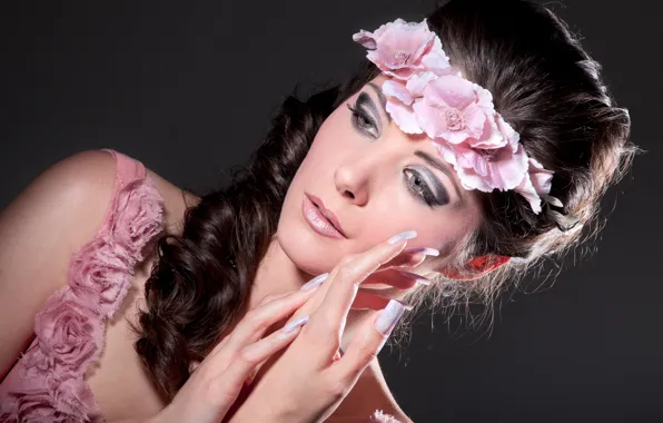 Picture fashion, woman, flowers, brunette