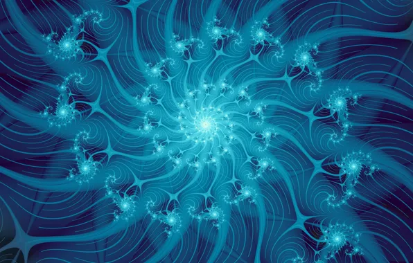 Blue, abstraction, blue, pattern, spiral, fractal, ornament, center