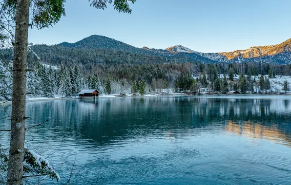 Picture Mountains, Lake, Germany, Bayern, Walchensee