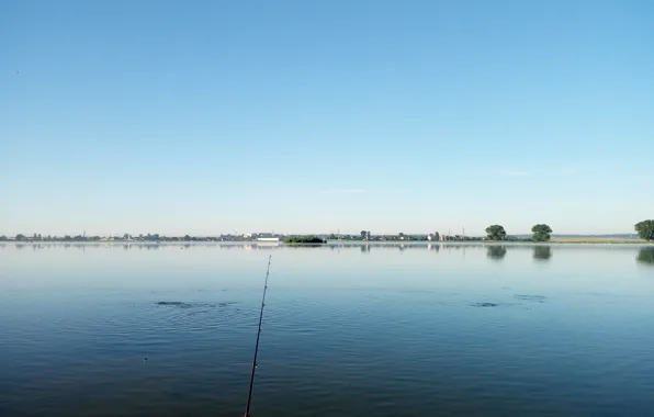 The sky, lake, rod