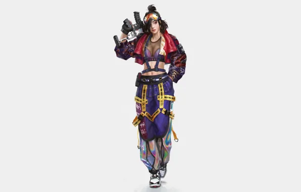 Girl, Minimalism, Style, Girl, Background, Weapons, Machine, Art