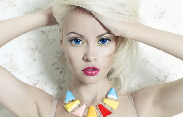 Look, girl, decoration, background, model, hands, makeup, blonde