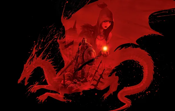Picture red, Dragon, Dragon Age Origins, Dungeons & Dragons, D & D