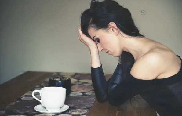 Picture girl, pose, Cup, photographer, sorry, Lukasz Derengowski