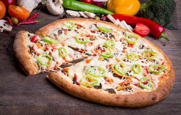 Picture cheese, pepper, vegetables, pizza