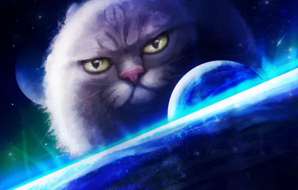 Picture cat, fiction, figure, planet