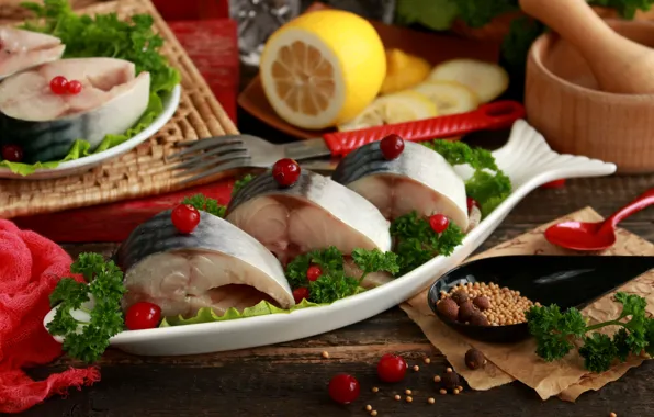 Lemon, fish, appetizer, mackerel