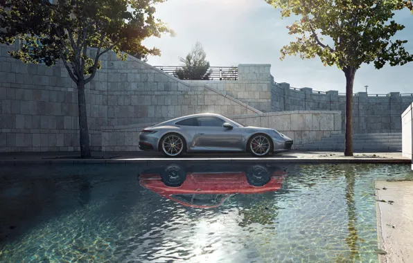 Machine, water, style, reflection, sports, generation, Porsche 911 Carrera S, 992