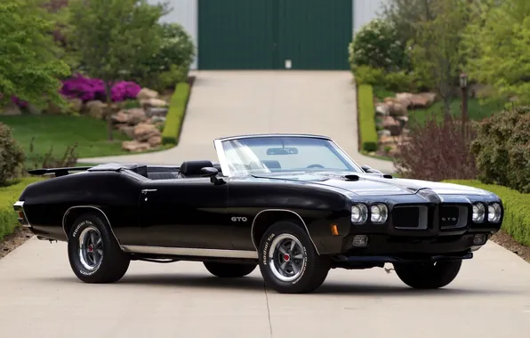 Picture black, Pontiac, GTO, Pontiac, 1970, the front, Muscle car, Convertible
