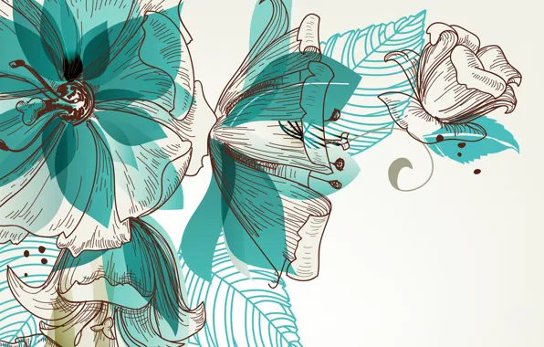 Picture line, flowers, abstraction, figure