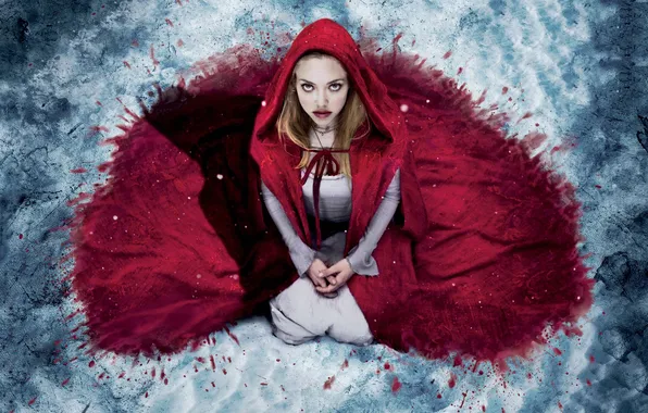 Girl, fantasy, in red, Thriller, poster, horror, Little Red Riding Hood, in the snow