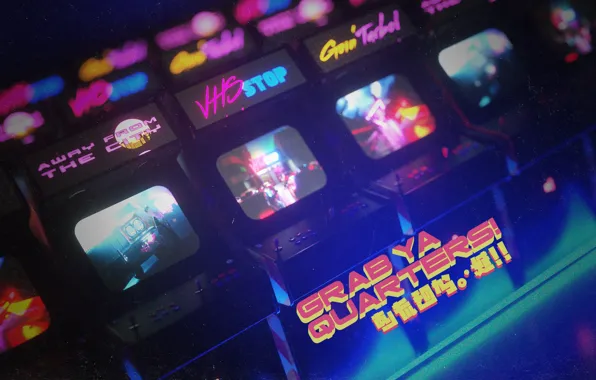 The game, Retro, Style, 80s, Style, Neon, Illustration, Vintage