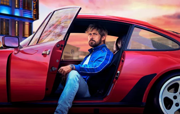 Look, pose, watch, actor, bristles, in the car, short film, Ryan Gosling