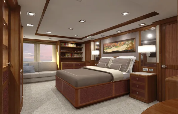 Picture design, style, interior, yacht, Suite, interior, cabin, Destry Darr yacht