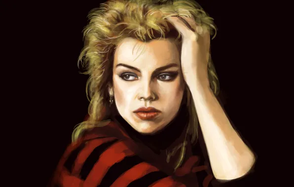 Picture figure, portrait, art, black background, DJ, British, Kim Wilde, Kim Wilde