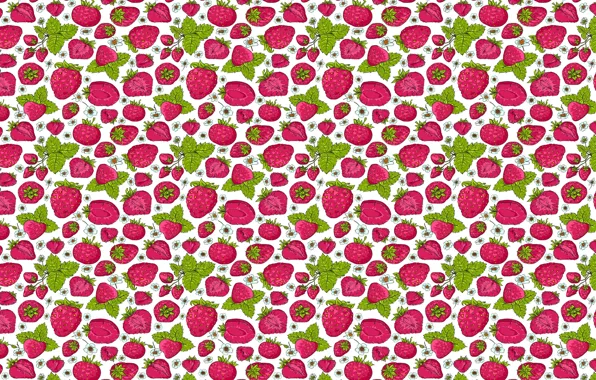 Picture summer, leaves, berries, figure, texture, strawberry