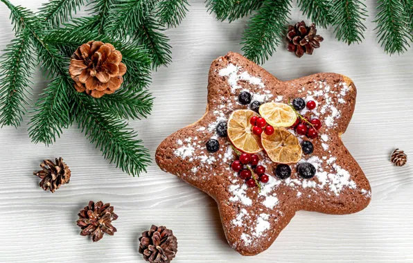 Picture berries, lemon, star, Christmas, New year, cake, bumps, biscuit