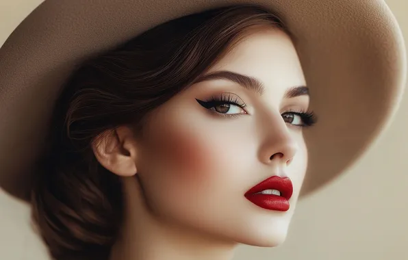 Look, girl, pose, arrows, portrait, hat, makeup, hairstyle