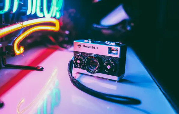 Picture photo, table, neon, Germany, the camera, the camera, small, Rollei 35