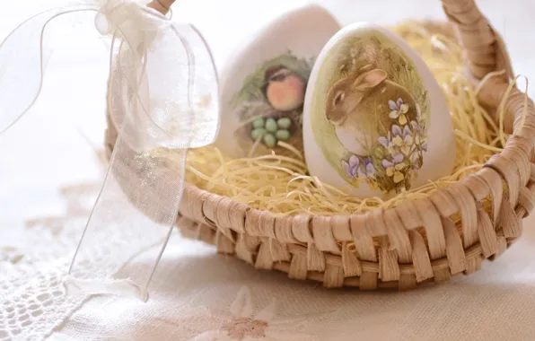 Picture egg, rabbit, Easter, basket