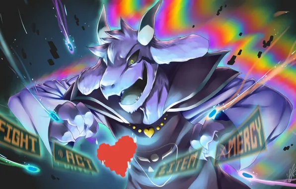 Being, character, Undertale, Undertail, rainbow background