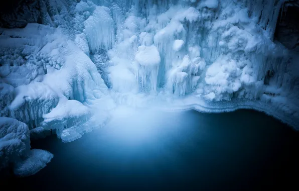 Picture ice, water, nature, waterfall, cave