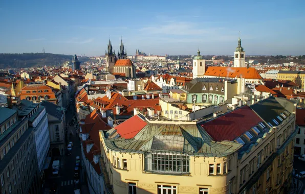 The sky, city, the city, photo, street, view, home, Prague