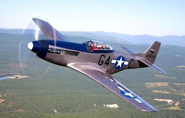 Picture the sky, retro, the plane, landscape, Mustang, fighter, P-51, North American