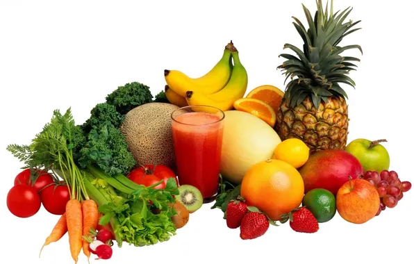 Picture greens, Apple, orange, kiwi, strawberry, juice, grapes, fruit