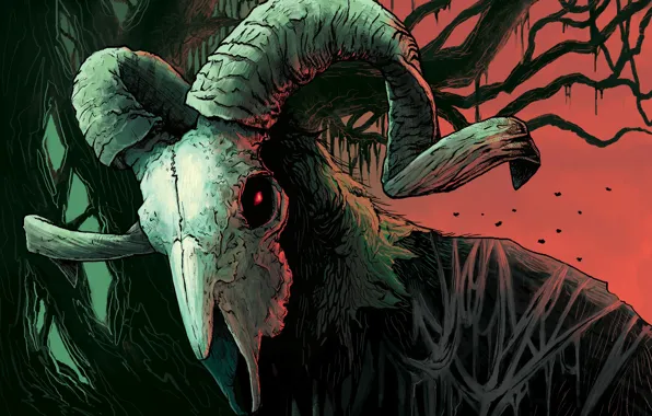 Skull, Style, The demon, Fantasy, Horns, Art, Art, Style