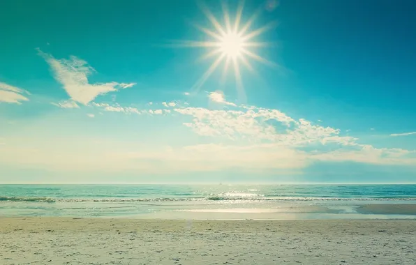 Sand, sea, wave, beach, summer, the sky, water, the sun