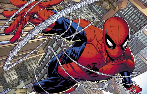 Picture spider-man, hero, costume, Marvel Comics, Peter Parker
