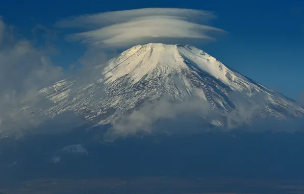The sky, clouds, Japan, mount Fuji
