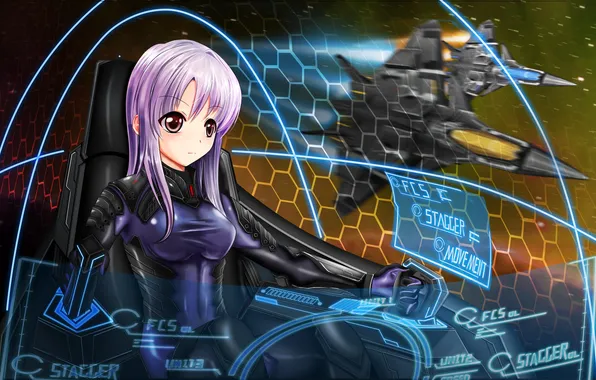 Picture girl, interface, chair, art, aircraft, fighters, lita