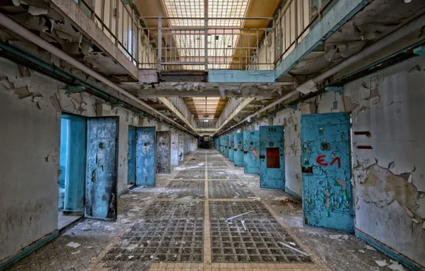 Picture Decay, leave, verlaten, Prisson, Abandoned, prison, corridor
