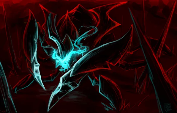 Picture magic, art, red background, Dota 2, Nyx Assassin, Revan163