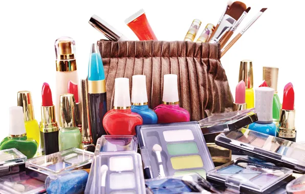 Lipstick, shadows, brush, cosmetics, lacquer