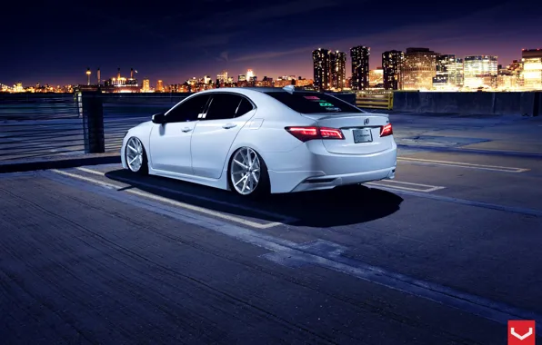 Picture Car, White, Tuning, Acura, Vossen, Wheels, Rear, TLX