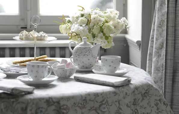Picture flowers, tea, cake, tradition, Afternoon tea, afternoon tea