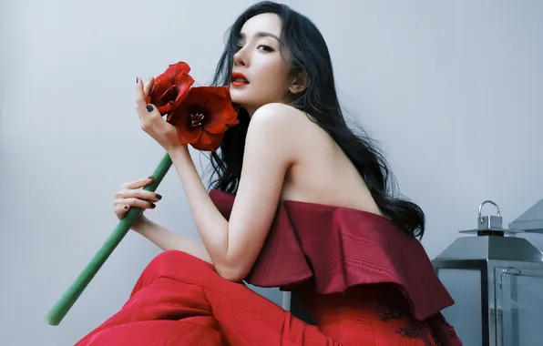 Flower, actress, Asian, cutie, beauty, charm, asian, actress