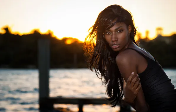 Girl, face, hair, the evening