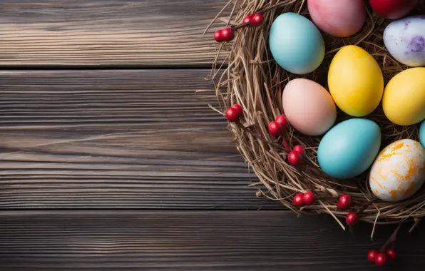 Berries, the dark background, Board, eggs, spring, fruit, Easter, socket