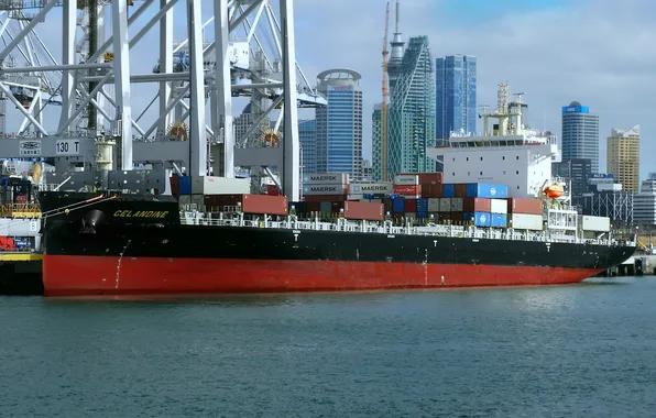 Port, a container ship, cargo portal