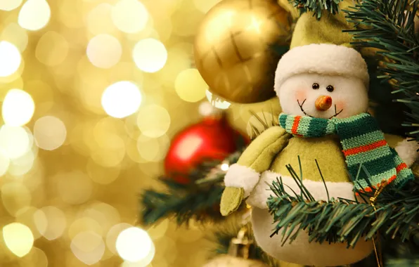 Decoration, smile, tree, Christmas, scarf, New year, snowman, christmas
