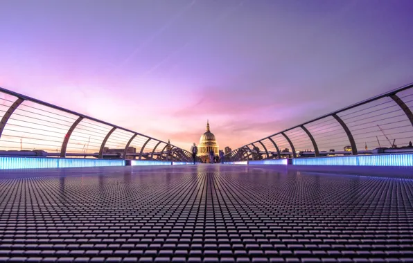 Bridge, the city, lights, England, London, UK, Thames, architecture