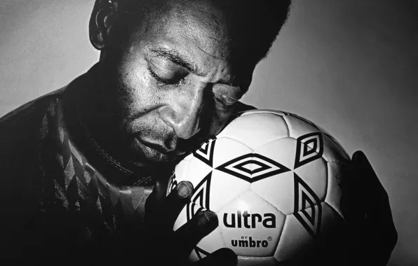 Picture love, soccer, ball, hands, Pele, black &ampamp; white, Pele