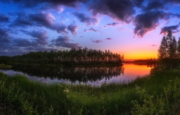 Wallpaper summer, sunset, nature, river for mobile and desktop, section ...
