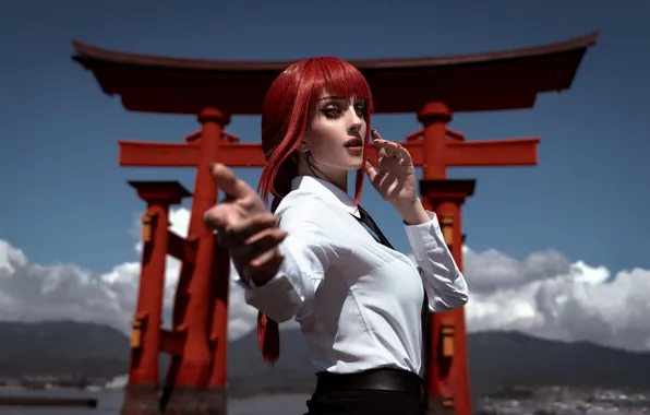 Picture model, women, redhead, cosplay, women outdoors, Akunohako, Alin Ma, Makima